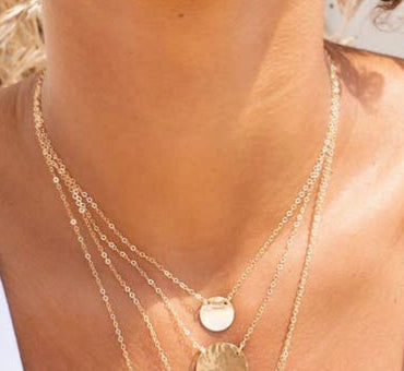 Claudia Gold Hammered Circle Necklace