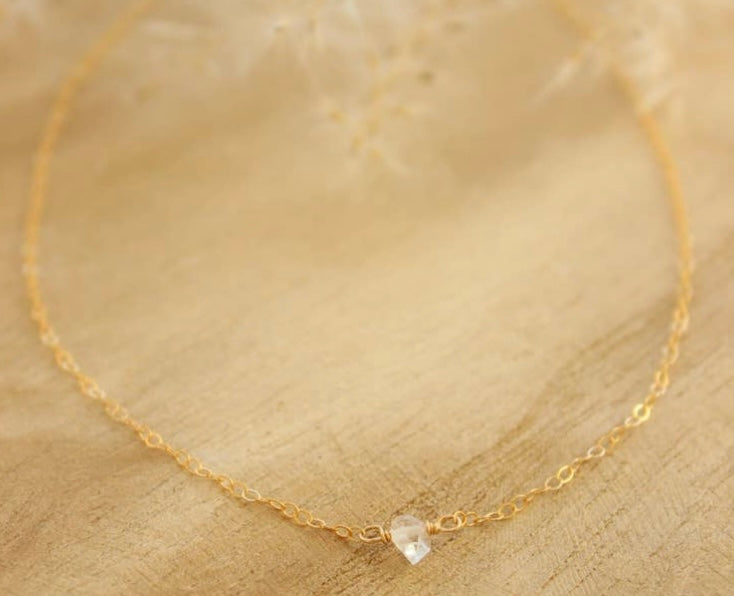 Maggie Clear Crystal Gold Filled Choker Necklace